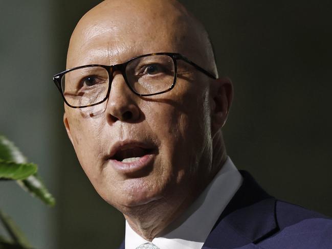 DAILY TELEGRAPH 19TH FEBRUARY 2025Pictured at The MCA in Sydney is Opposition Leader Peter Dutton speaking at the Packer Family Foundation lunch.Picture: Richard Dobson.