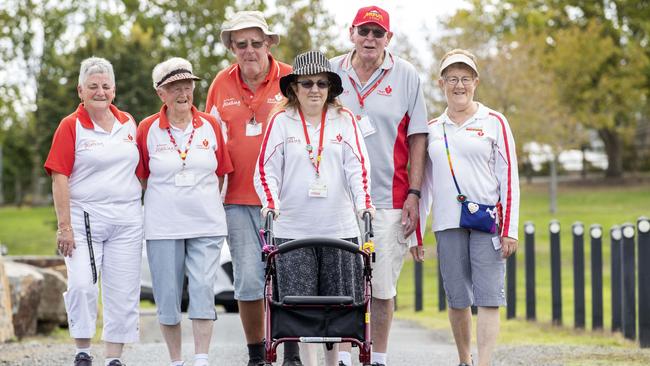 Best Foot Forward walking group members Daphne Hartley, Doreen Morley, Greg White, Sarah Green, Barry Balmforth and Lynette Green at Weston Park, Austins Ferry. Picture: Chris Kidd