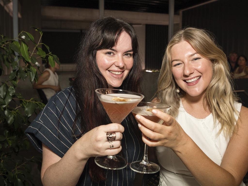 Tia Saal (left) and Laura Heydon at New Year's Eve at The Rock, Sunday, December 31, 2023. Picture: Kevin Farmer