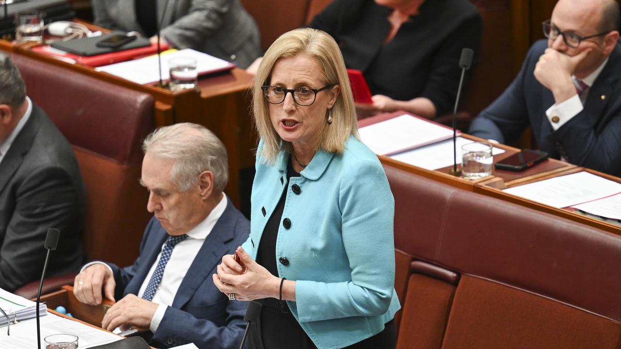 Minister for Women Katy Gallagher noted the gender pay gap had hit a historic low of 11.5 per cent. Picture: NewsWire / Martin Ollman