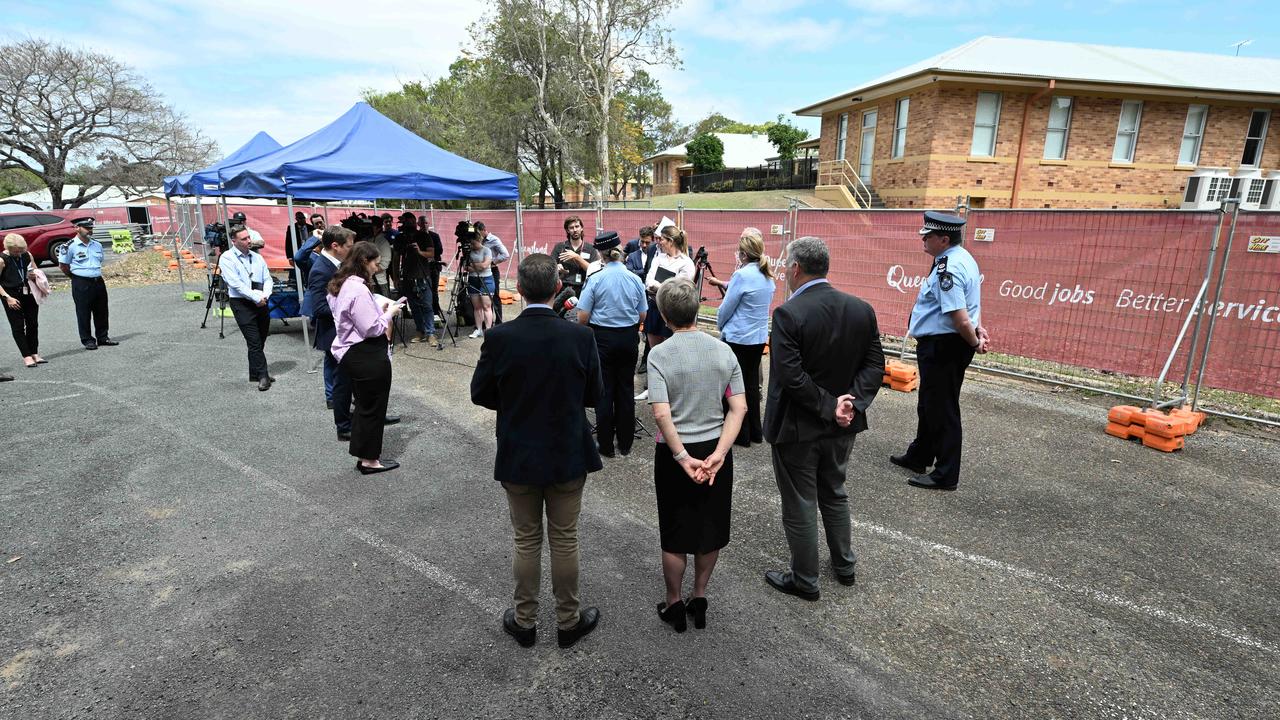 A media conference at the site of a new $250m youth remand centre expected to open in 2024. Picture : Lyndon Mechielsen/Courier Mail