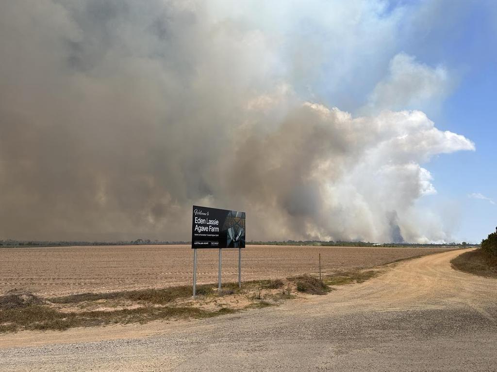 A major fire burns at Eden Lassie Creek, near Gregory River in the Whitsundays region. Picture: Janesse Ekert