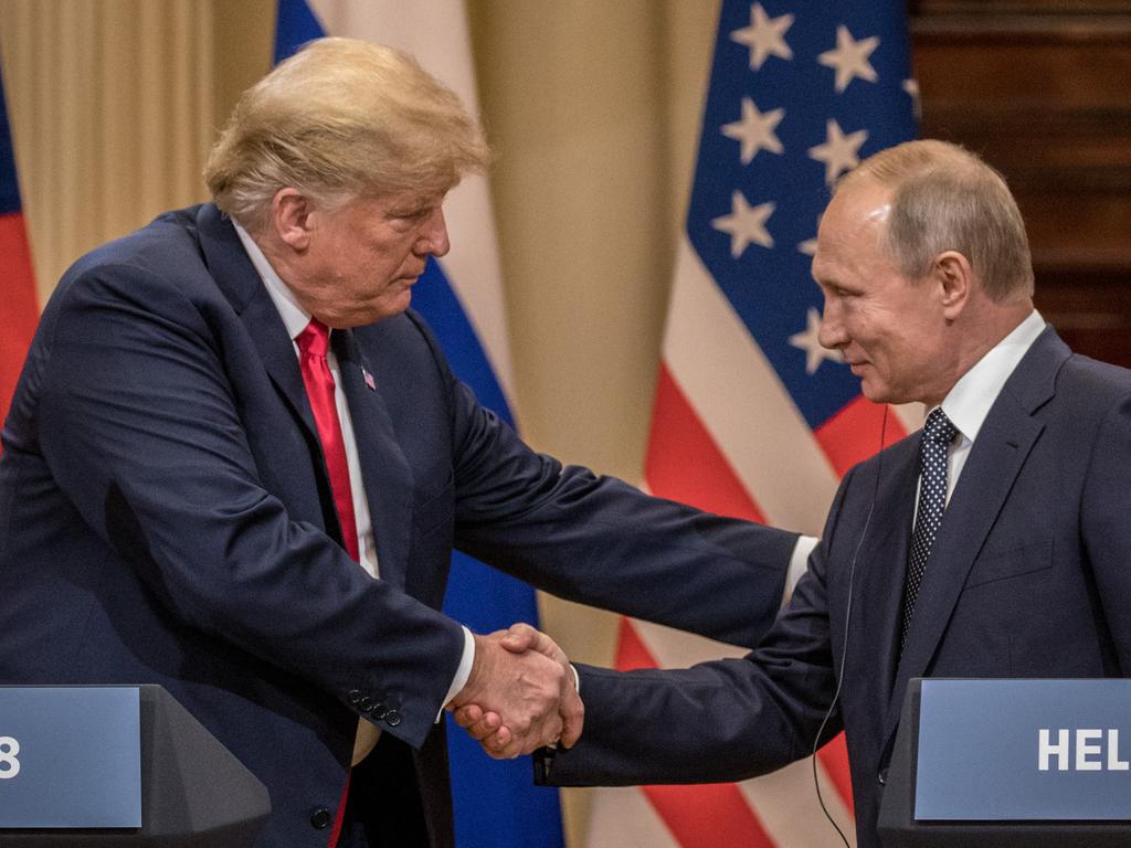 Donald Trump and Vladimir Putin in Helsinki in 2018. Picture: Chris McGrath (Getty Images)