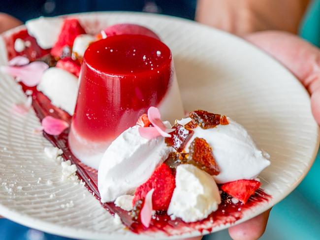 Strawberry coconut panna cotta