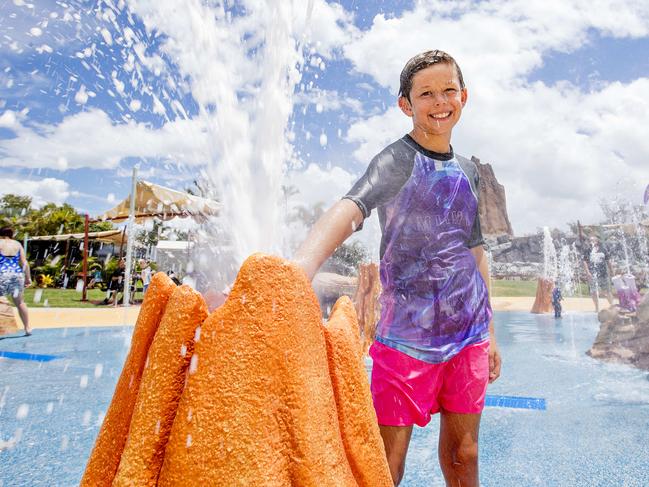 Sea WorldÕs newest attraction, The Reef at Castaway Bay has opened just in time for the school holidays. Kai O'Brien, 9, from Sydney cooling off under the water. Picture: Jerad Williams