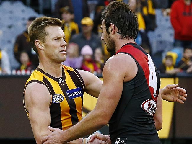 Sam Mitchell would eventually be awarded Jobe Watson’s Brownlow. Picture: Wayne Ludbey