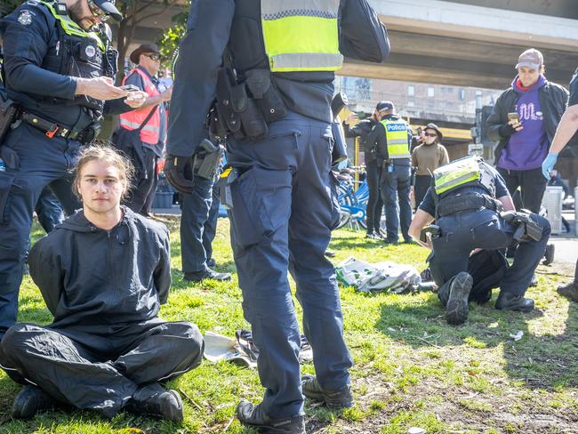 Anti-war activists returned to Melbourne’s CBD on Thursday. Picture: Jake Nowakowski