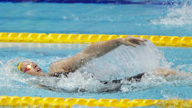 Emily Seebohm doing her backstroke.                    (Photo by Kiyoshi Ota/Getty Images)