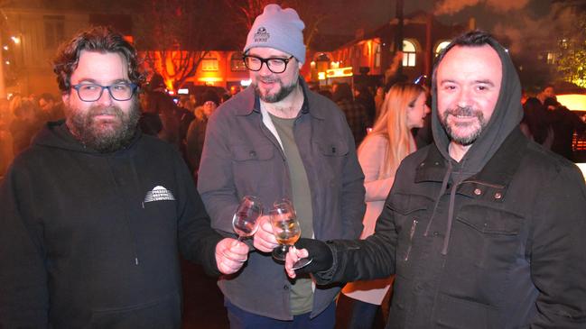 Adam Kelly, Adam Belly and James Rowley at the Whisky, Wine and Fire Festival 2024 at the Caulfield Racecourse. Picture: Jack Colantuono