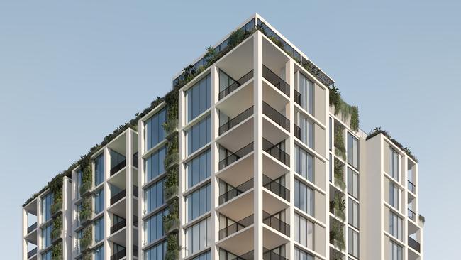 An artist's impression of The Prescott by Mosaic Property Group, which is one of the few apartment projects under construction in Brisbane.