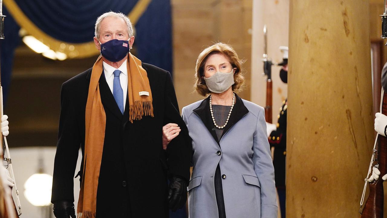 Former President George W Bush and Laura Bush arrive for Joe Biden’s inauguration. Picture: AFP