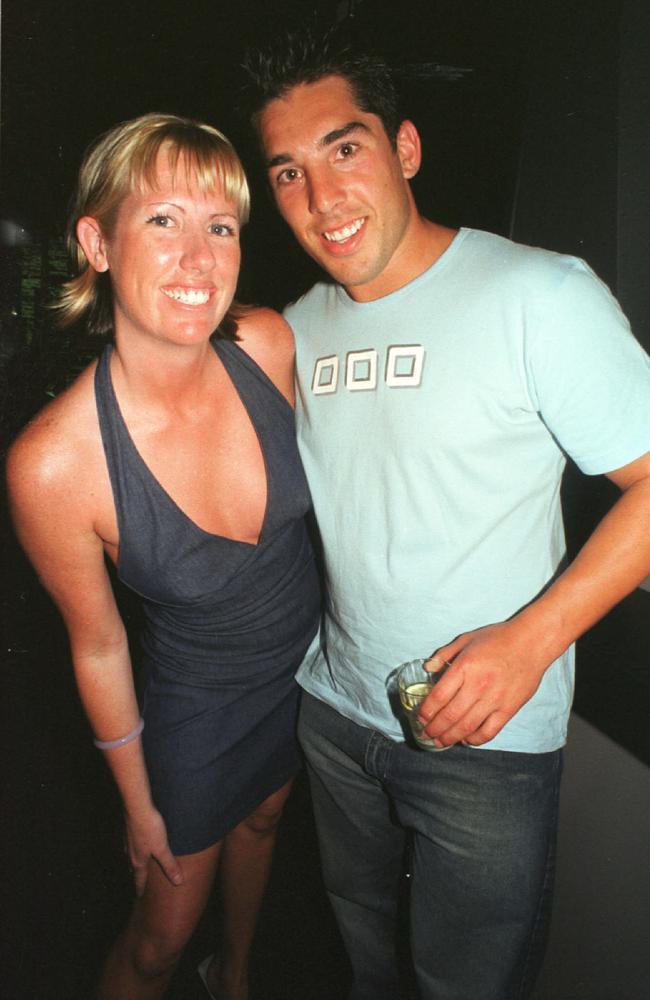 Veronica Lake and former NRL superstar Braith Anasta at the Rolling Rock nightclub in November 2002. Picture: Sharyn Rosewarne