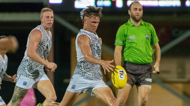 Palmerston Magpie Jonty Patrick's leg speed and disposal skills have made him the Round 13 nomination for the NT News Rising Star. Picture: AARON BLACK/AFLNT MEDIA