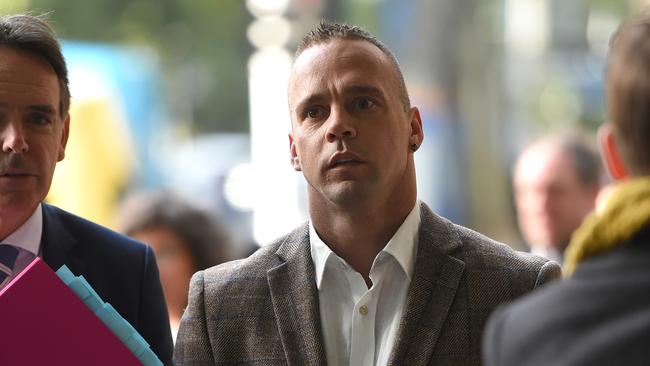 Jake King arrives at the Melbourne Magistrates’ Court. Picture: Nicole Garmston