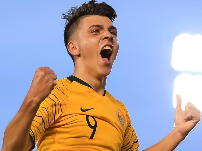 BRASILIA, BRAZIL - NOVEMBER 01: Noah Botic of Australia celebrates a scored goal during the FIFA U-17 Men's World Cup Brazil 2019 group B match between Australia and Nigeria at Valmir Campelo Bezerrao Stadium on November 01, 2019 in Brasilia, Brazil. (Photo by Buda Mendes - FIFA/FIFA via Getty Images)