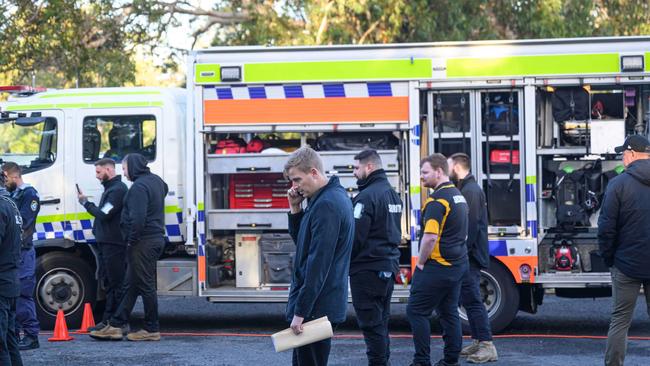 Police and security at the scene on Wednesday. Picture: Save Wallum