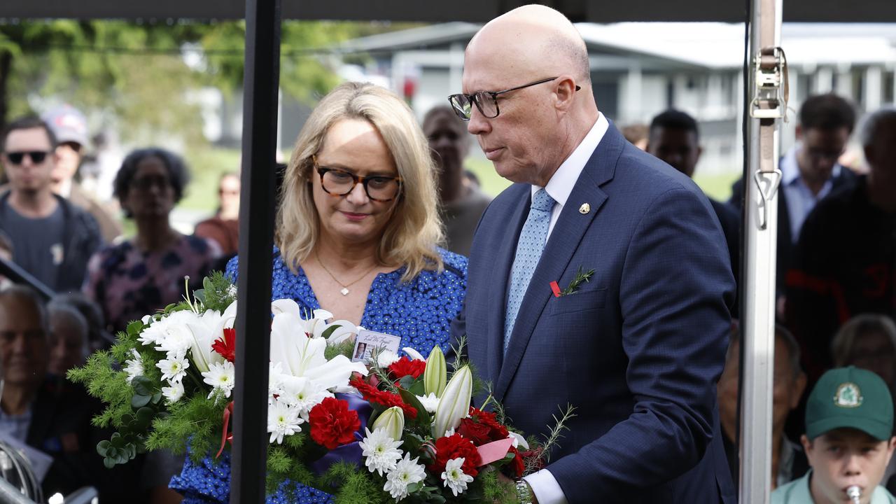 Peter Dutton has condemned the actions of neo-Nazis at the service at the Shrine of Remembrance in Melbourne. Picture: Richard Dobson / Newswire
