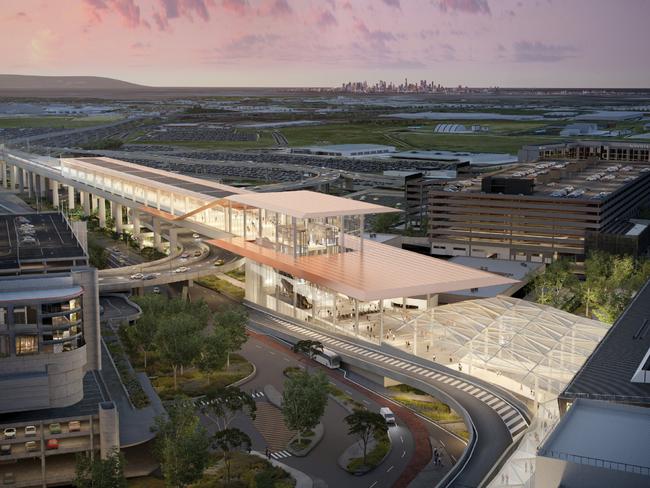 A render of the proposed Melbourne airport station as part of the Melbourne airport rail link. Picture: supplied