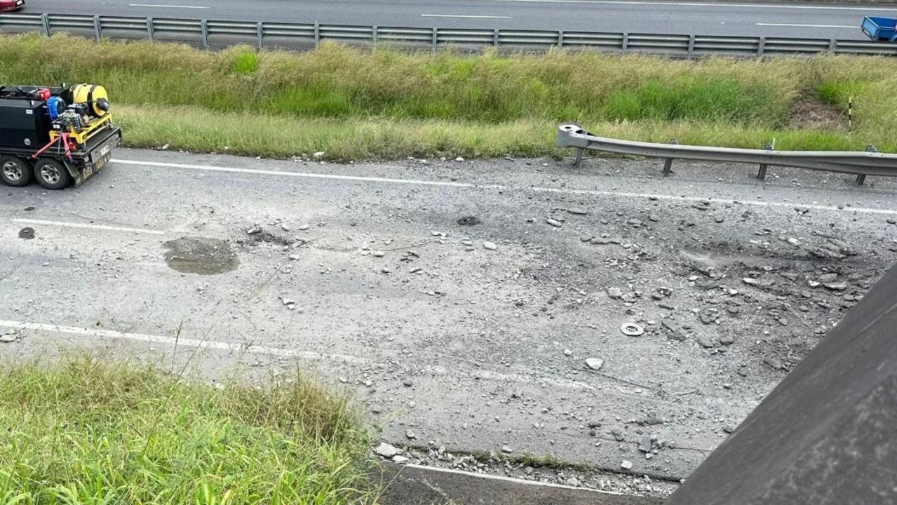 Department of Main Roads workers will move in when the turbine has been removed. Picture: Facebook/David Martin: Ipswich