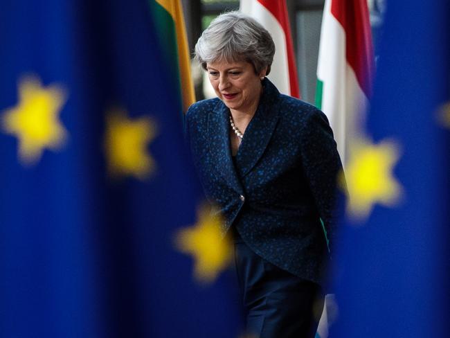 British Prime Minister Theresa May arrives at the Council of the European Union on the first day of the European Council leaders' summit last month.