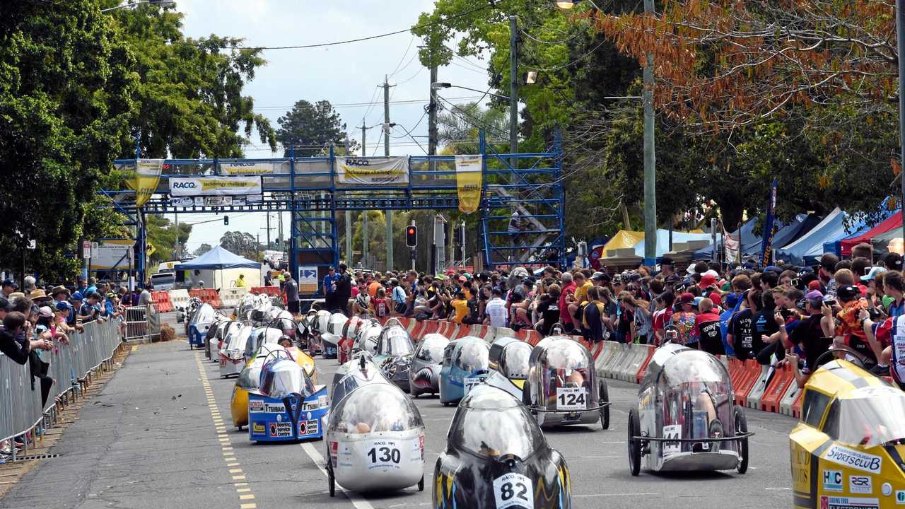 Vehicles on the grid at the start of this year&#39;s RACQ Tech Challenge. Picture: Hayden Johnson