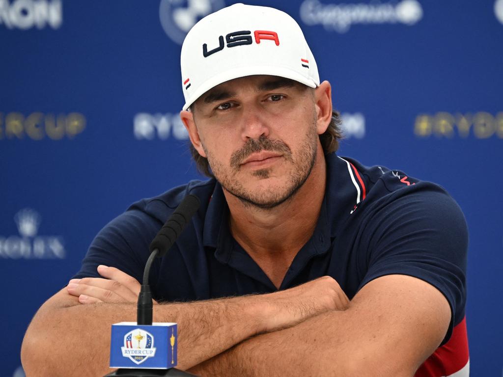 US golfer, Brooks Koepka attends a press conference ahead of the 44th Ryder Cup at the Marco Simone Golf and Country Club in Rome on September 27, 2023. (Photo by Paul ELLIS / AFP)