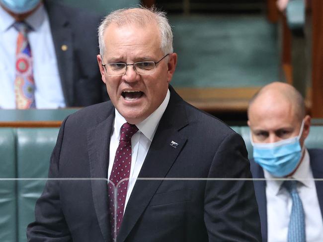 Prime Minister Scott Morrison during Question Time in the House of Representatives in Parliament House Canberra. Picture: NCA Newswire/Gary Ramage