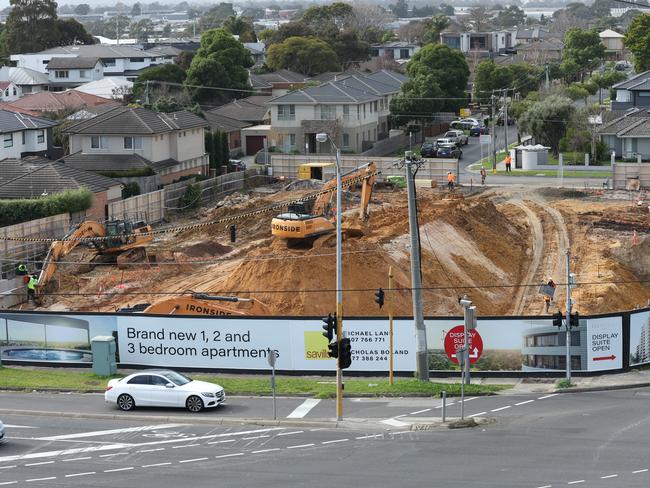 Construction has started on a new housing high rise given the green light in Highett next to Southland by a council eight years ago has sparked a multimillion dollar headache for the Allan Government because it is being built on top of the $35 billion Suburban Rail Loop. The planning shemozzle threatens to derail the development.                      Picture: David Caird