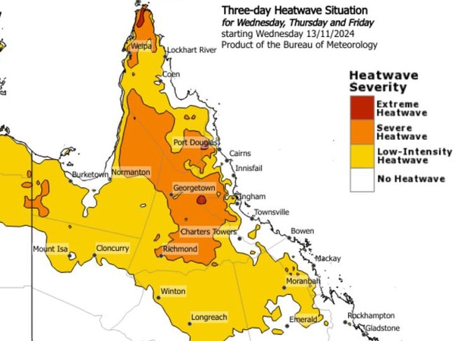 Severe heatwave warning issued for Queensland by the Bureau of Meteorology on Tuesday November 12.