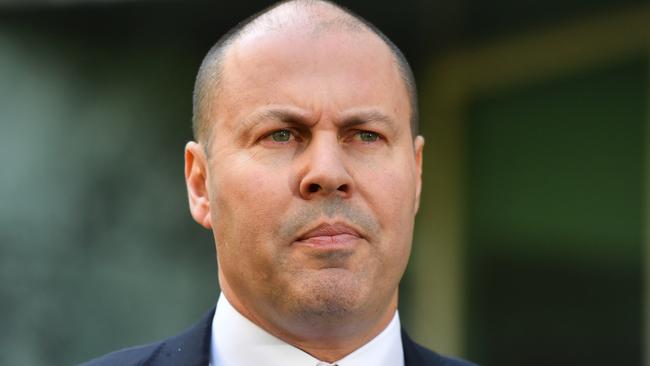 Treasurer Josh Frydenberg at a press conference at Parliament House in Canberra. Picture: AAP