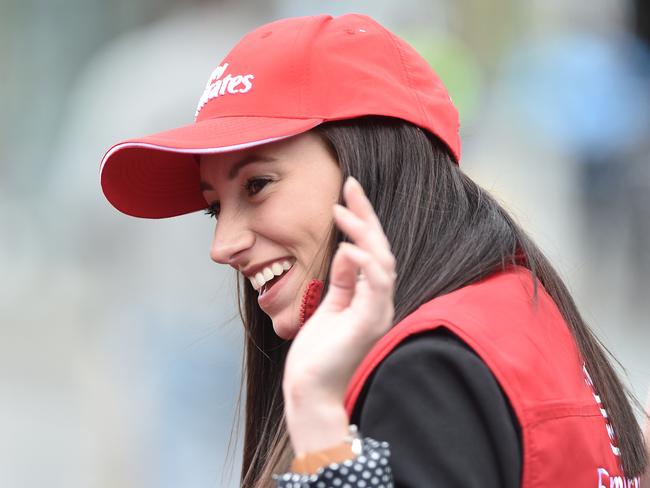 Jockey Katelyn Mallyon during the Melbourne Cup parade. Picture: AAP Image/Julian Smith