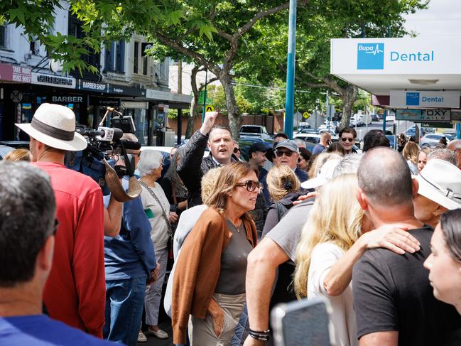 Locals protest against the plans for high rise towers near Middle Brighton. Picture: Nadir Kinani