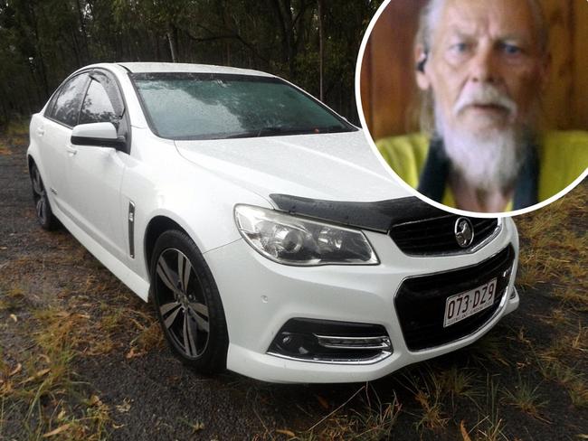 Police are continuing the hunt for a pair of brazen thieves who stole a Holden Commodore from 63-year-old Mark Crossley (inset) at Gundiah and then ran over him in their escape, leaving him with multiple injuries.