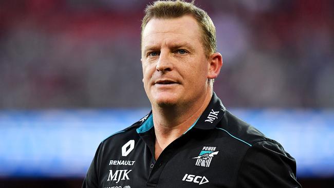 Port Adelaide assistant coach Michael Voss is among a number of candidates the Blues are considering.