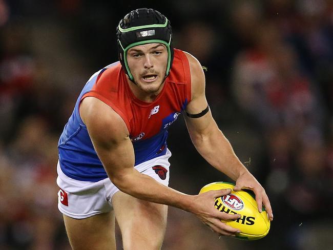 AFL Round 7. 06/05/2018. St Kilda v Melbourne at Etihad Stadium.   Melbourne's Angus Brayshaw   . Pic: Michael Klein