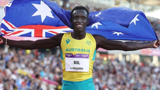 BIRMINGHAM 2022 COMMONWEALTH GAMES. 07/08/2022   .  Track and Field at Alexander Stadium.  Mens 800 mtr final . Australian Peter Bol after finishing 2nd behind Wyclife Kimyanal of Kenya . Picture: Michael Klein