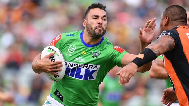 Raiders prop Ryan James has been loaned to the Bulldogs for the next two weeks. Picture: Robb Cox/NRL Photos