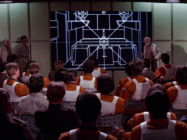 Plan of attack ... General Jan Dodonna reveals the significance of the Death Star’s exhaust port to Rebel pilots in Star Wars: A New Hope.