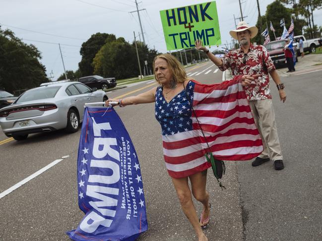 Trump Supporters outside the Biden event in Florida. Picture: Angus Mordant for NewsCorp Australia