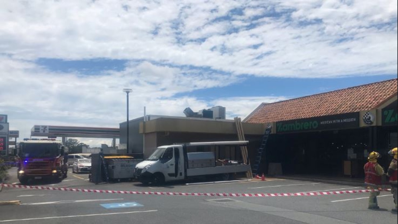 Emergency services at the scene of the accident at a fast food outlet in Ashmore. Picture: 7 News Gold Coast