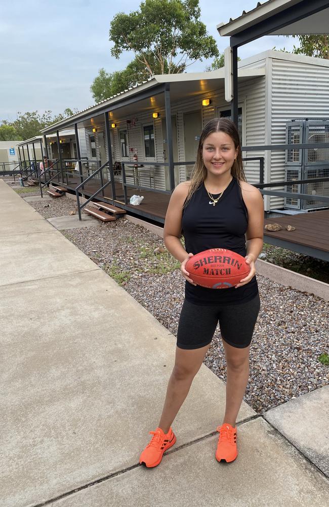 North Melbourne VFL player Laura Wright, 19, is quarantining at Howard Springs. Picture: News Corp Australia