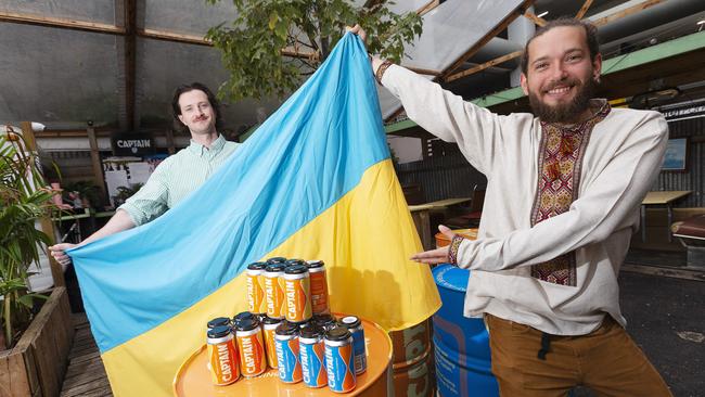 Lachlan McDonald, venue manager at the Captain Bar and Jeremy Pryslak, who has organised a fundraiser for Ukraine. Picture: Alan Barber