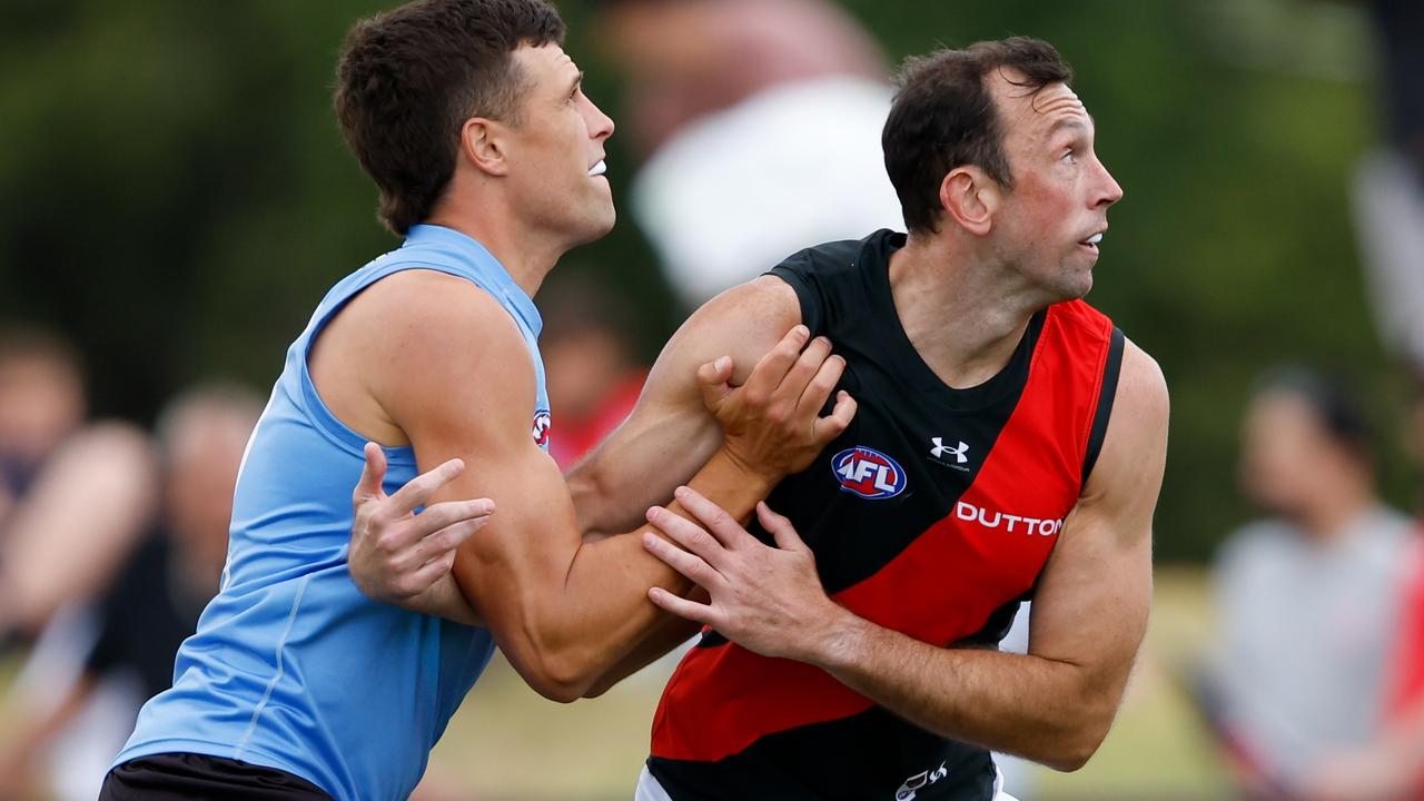 Todd Goldstein, 36, will make his Essendon debut on Saturday against Hawthorn. Picture: Dylan Burns / Getty Images