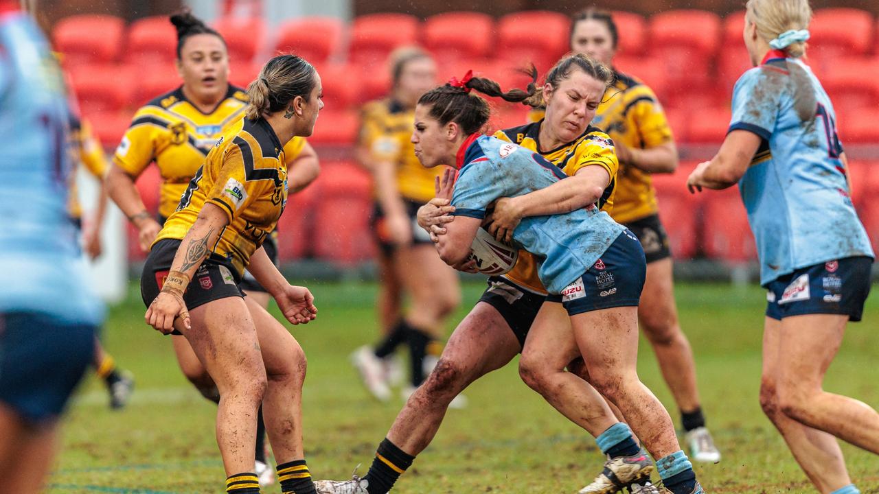 Tara Reinke for the Western Clydesdales against the Sunshine Coast Falcons in round 3 of the BMD Premiership. Picture: Benny Hassum Photography.