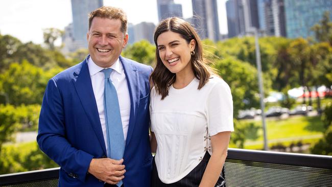 Karl Stefanovic poses with Today host Sarah Abo at a Nine function at the Australian Open in Melbourne. Picture: Mark Stewart.