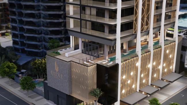 An artist impression of the Luxe Broadbeach tower on the corner of Old Burleigh Rd and Charles Ave.