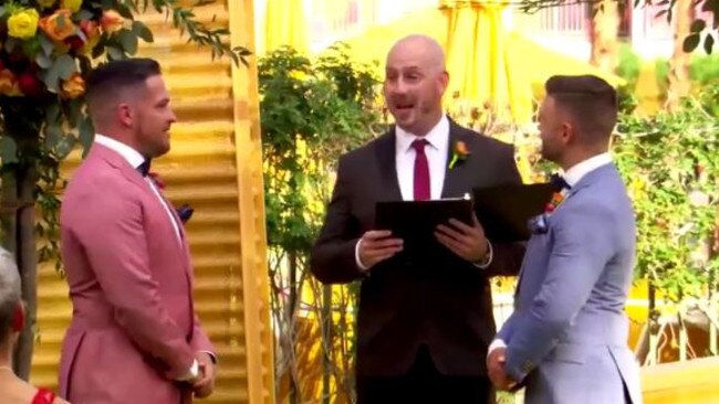 Despite the crushing news, Chris happily weds his partner Grant.