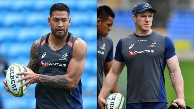 (L-R) Israel Folau and David Pococok are two big names returning to the Wallabies.