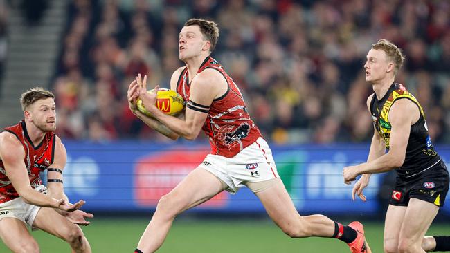 Jordan Ridley was best on ground in a stunning return from 10 months out of the game due to repeat quad injuries. Picture: Dylan Burns / Getty Images