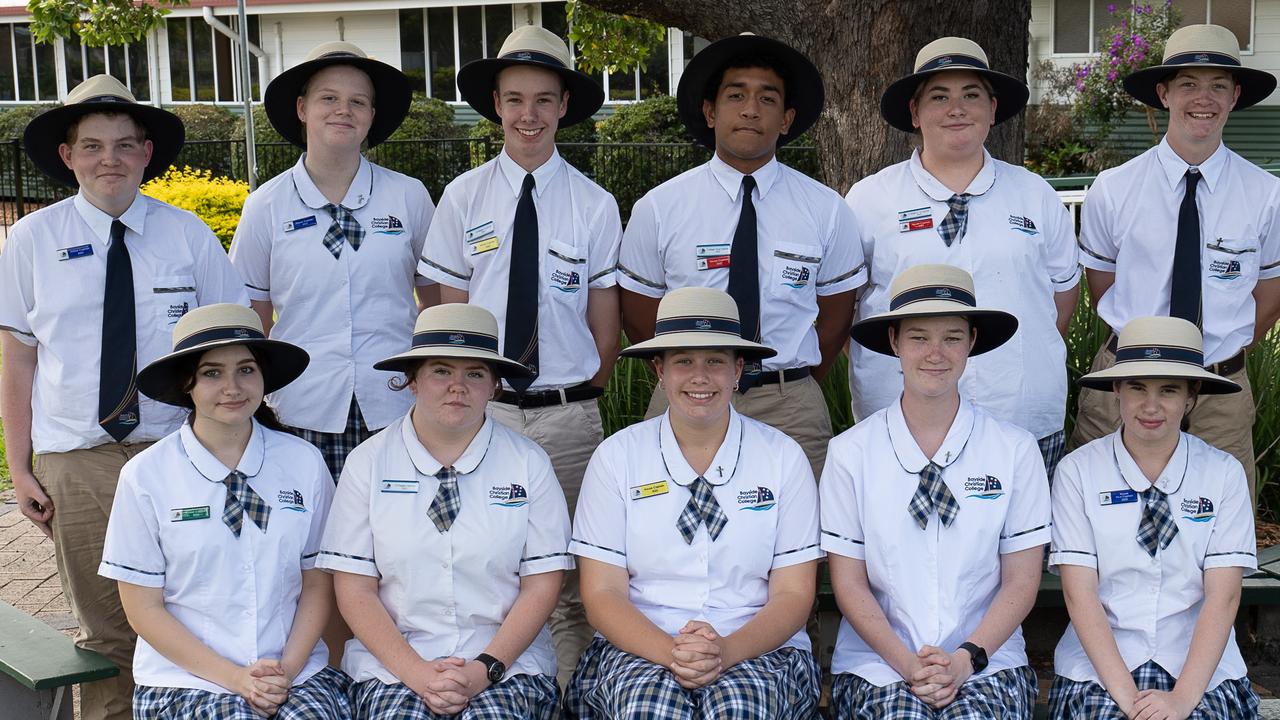 Bayside Christian College Senior Leaders. Back row left to right. House Captain Harrison Brown, House Captain Jazlyn Deller, School Captain Brandon Greentree, School Vice Captain Jonathan Bolatolu, School Vice Captain Tenielle Johnson, House Captain Rhys Etherington. Front row left to right. House Captain Grace Shehab-Ash Miles, School Captain Astra-Skye Chreb, House Captain Charlotte Knight, House Captain Jessie Etherington, House Captain Tahlia Kapernick.